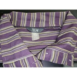 Mountain Hardwear Mens M/M Purple Yellow Stripe Long Sleeve Button Up Shirt